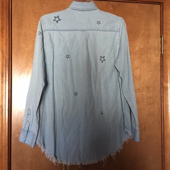 Pistola Starlight Chambray Frayed Hem Shirt Small - Picture 2 of 5